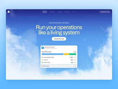Living System Operations businessintelligence clean design glassmorphism gradient landing page minimal modern operationalintelligence productdesign saas taskmanagement ui ux web web design webdesign website