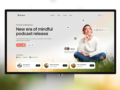 Mindcast - Modern Podcast Website Design best podcast website clean design interface design modern podcast web design podcast web ui podcast website podcaster website podcasting popular website streaming podcast web ui ui web design web ui web3 website website design