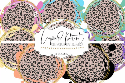 Leopard Pattern Circle Frames clipart elements