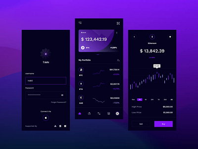 Crypto App by TiMN animation app application bitcoin blockchain crypto wallet currency exchange app cyrpto design ethereum exchange minimal mobile app ui ux