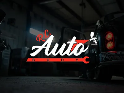 R.C. Auto Body – Professional Automotive Logo Design auto body logo auto service branding auto shop identity automotive branding automotive logo design c car repair branding creative branding custom logo design custom typography logo garage logo graphic design mechanic logo design minimalist automotive logo modern auto logo paint shop logo professional logo design red and black logo spray paint logo vehicle restoration logo