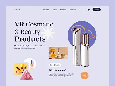 VR Cosmetic Website Design Landing Page beauty branding cosmetic cosmetics creative design ecommerce landing page makup nooktiva product shop skin skincare ui ui design vr vr cosmetic web website