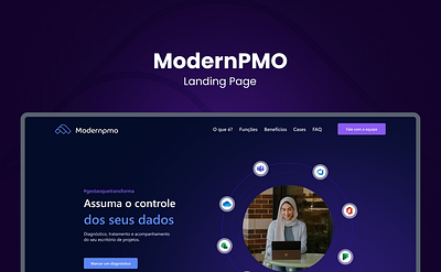 Landing Page: ModernPMO blue branding brasil dark figma landing page light microsoft project manegment purple ui ui design ux ux design