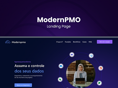 Landing Page: ModernPMO blue branding brasil dark figma landing page light microsoft project manegment purple ui ui design ux ux design