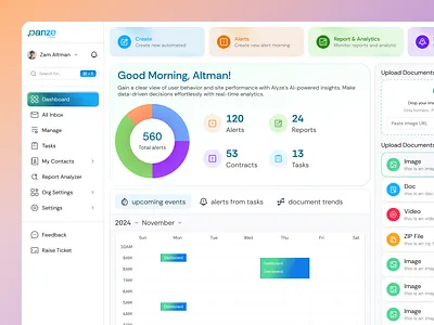 CRM Dashboard UI/UX Design business contract management crm system dashboard graphs management panze product design saas startup uiux design