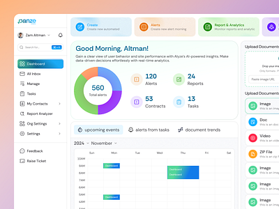 CRM Dashboard UI/UX Design business contract management crm system dashboard graphs management panze product design saas startup uiux design