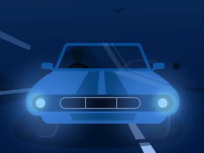 His car at night - Animation adobe illustrator after effects animation illustration motion graphics vector