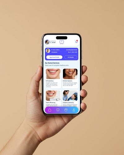 Dentera – Modern Dental Care Mobile App (UI/UX Design) app design figma flutterflow healthcare app mobile app design prototype ui ui design ux design uxui