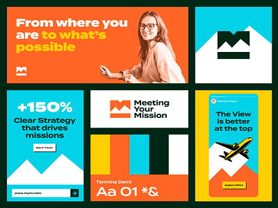 Logo Design for Non Profit Solopreneur brand identity branding coaching deck digital direction help illustration letter m messaging mihai dolganiuc design mountain nonprofit peak presentation rise scale social media success visual identity