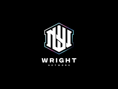 Wright network Initials Logo Design for Branding Identity badge branding design display emblem font graphic design hand lettering illustration initials lettering logo logo design logo type monogram motion graphics network type ui