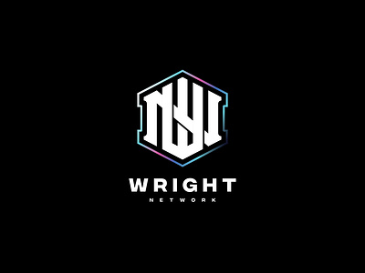 Wright network Initials Logo Design for Branding Identity badge branding design display emblem font graphic design hand lettering illustration initials lettering logo logo design logo type monogram motion graphics network type ui