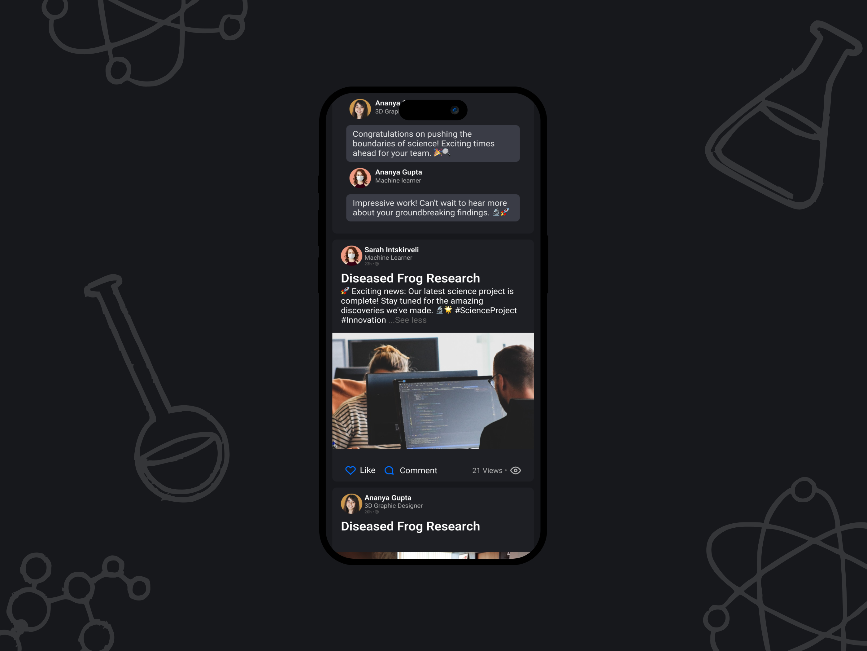 Posts card comments facebook likes post science