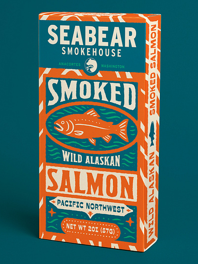 SeaBear Smokehouse 2oz Gift Box alaska alaskan box fish food illustration illustrative northwest pacific package packaging pnw print salmon sample seabear seafood smoked smokehouse
