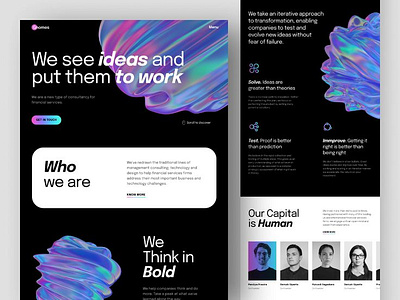 Creative Consultancy Landing Page – Gradient & Typography Focus 3d animation branding consultingwebsite creative agency figma design gradient design graphic design landing page minimal design minimilst design modern website motion graphics ui ui design ux ui design web design