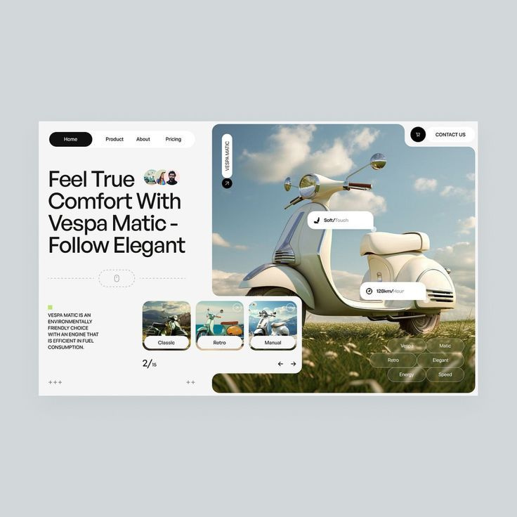 Example of Modern Scooter Website UI Design