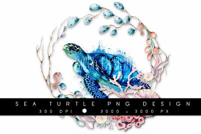 Sea Turtle in Wreath Design design graphic design