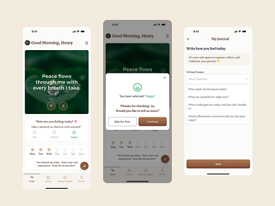 A Peaceful Start — Designed for Daily Mindfulness app app design branding calmui dailyroutineapp design emotionaldesign illustration mindfuldesign minimaldesign mobile app mobile app design mobileappdesign mobileinterface selfcareapp uiux userexperience uxdesign uxthinking wellnessdesign