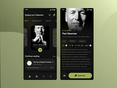 E-Library Book Reader App UI 2d 3d animation app animation app design app ui app ui design book reader clean design e book e book app e library e library app flat ui minimal ui ui design ux ux design