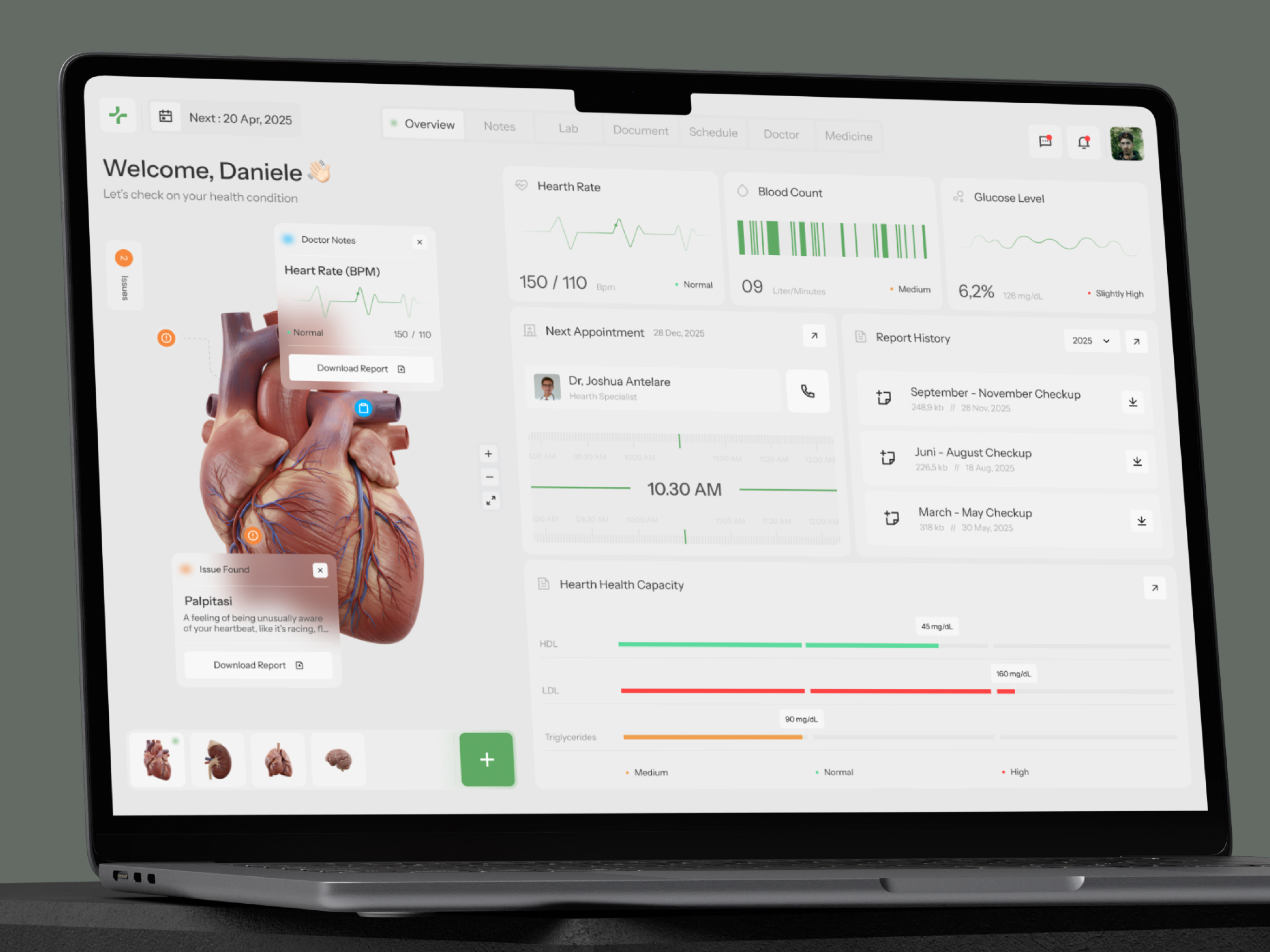 Medalyze - Health Management Dashboard analytics appointment care clinic dashboard design doctor health health management healthcare hospital medical medicine medtech monitoring patient ui uiux web design wellness