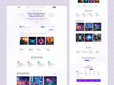 AIGen – Full AI Creative Platform Website Theme UI Design ai content generation website ai creative platform ai dashboard ui ai studio page audio synthesis ui community showcase ui figma ai template figma ui kit footer design for ai gallery page design generative ai website theme image generation ui newsletter signup form pricing page ui purple theme website responsive ai design video creation ui voice synthesis ui what you can create section why choose us section