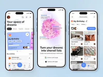Gift & Wishlist Organizer clean interface gift planner interface mobile mobile app modern ui playful design product design social app ui uiux design ux wishlist wishlist app