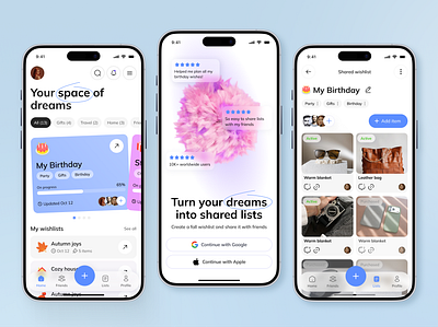 Gift & Wishlist Organizer clean interface gift planner interface mobile mobile app modern ui playful design product design social app ui uiux design ux wishlist wishlist app