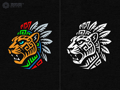 Sacred Jaguar Aztec logo ancient warrior mark aztec art style aztec jaguar logo aztec warrior logo branding fashion branding geometric jaguar head indigenous mythology logo logo mesoamerican design sacred animal symbol tribal branding tribal feline logo tribal jaguar emblem