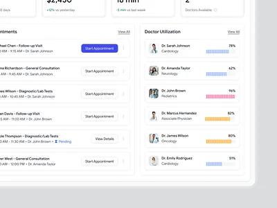 Doctor Utilization Dashboard UI appointment management dashboard ux design system doctor utilization healthcare dashboard medical saas product design productivity dashboard ui ui design ux design web app ui