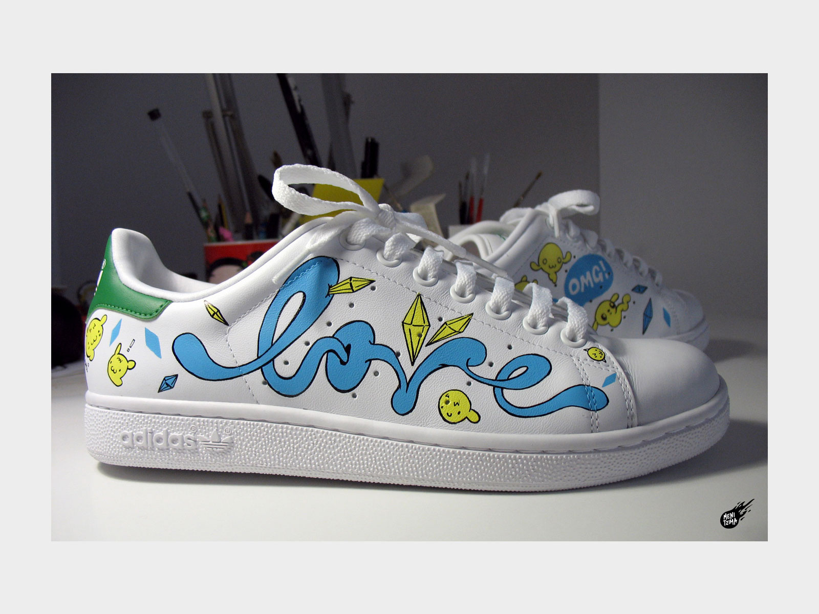 The Love shoes. Custom painted sneakers adidas custom lettering custom sneakers cute illustration logo sneakers stan smith
