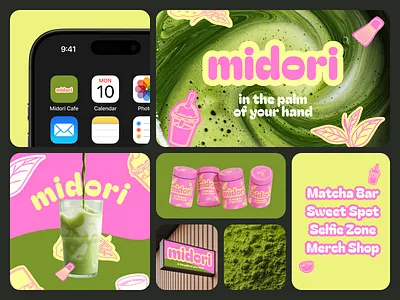 Midori – Playful Matcha Bar Branding branding cafe branding design illustration logo matcha ui uiux ux web