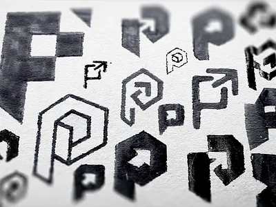P is for Patience arrow branding concepts custom design geometric graphic design illustration letterform logo p sketch type typography