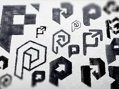 P is for Patience arrow branding concepts custom design geometric graphic design illustration letterform logo p sketch type typography