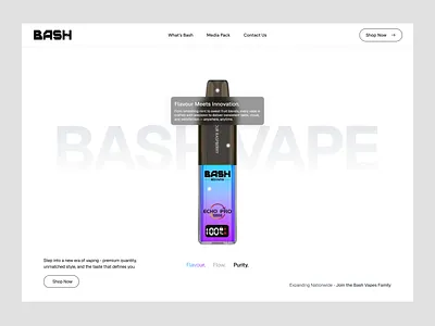 Bash Vape Product Website clean ui ecom website minimal ui modern ecom website modern website product page product website sleek ui sleek website ui ux ui web vape website web ui website ui