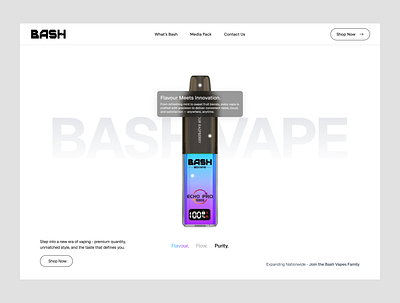 Bash Vape Product Website clean ui ecom website minimal ui modern ecom website modern website product page product website sleek ui sleek website ui ux ui web vape website web ui website ui