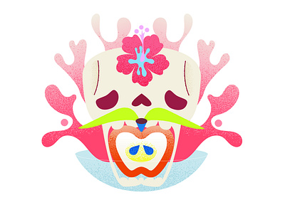 Fruity Death 2d apple art beverage drink food food illustration grain hibiskus illustration noise retro skull texture vectorart
