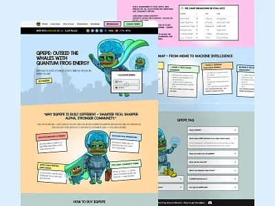 QPEPE - Token Landing Page crypto design homepage interface pepe ui ux