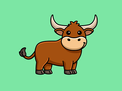 Cute Bull adorable alfrey davilla animal mascot animate bull bull mascot cartoon character design chibi cute friendly horns illustration kids modern smile strength strong vaneltia zoo