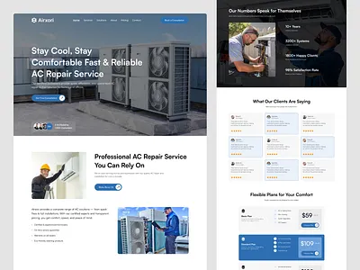 AC Repair Landing Page Design acrepair agency business cleanui figmatemplate figmaui hvacdesign landingpage landingpagedesign modern design modernwebdesign real estate template uidesign uxdesign web design webdesigninspiration website websitedesign