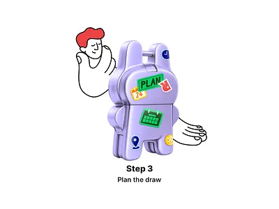 Plan the draw black box calendar character design giveaway icon illustration labubu lines man mistery place planning stickers time ui ux vector