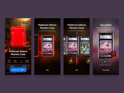 Web3 Mystery Case Vending Machine app bitcoin cards case crypto flow game gamification mint nft open pokemon pull raffle reward solana ui ux vending win