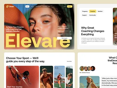 Modern Sports Coaching Landing Page athlete platform clean design coaching website fitness app homepage landing page minimal ui modern ui product design responsive design sports app ui design ux design web design web ui