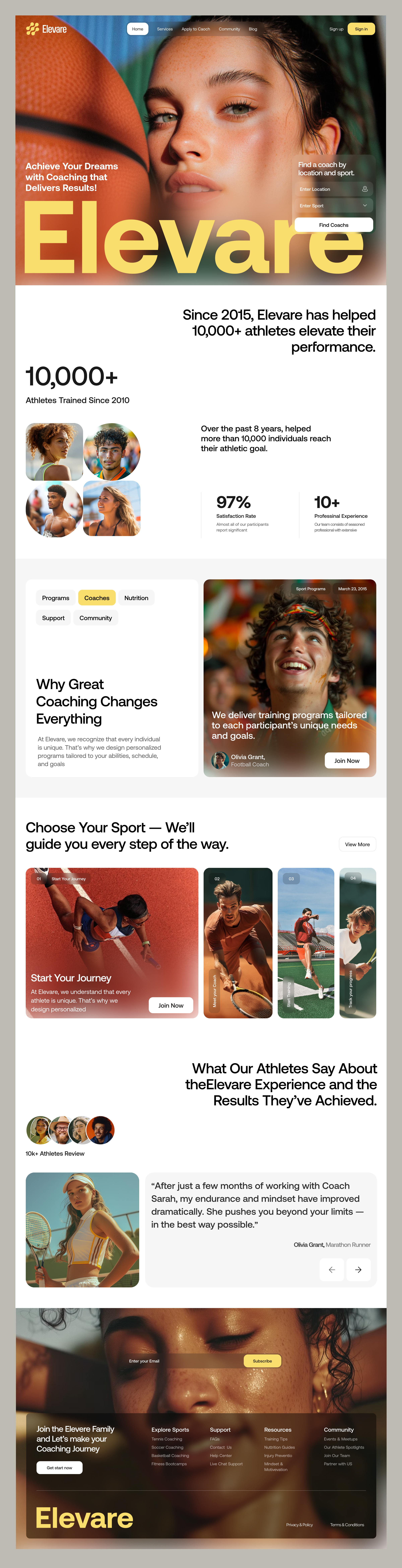 Example of Sports Coaching Website & Landing Page