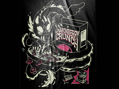 Dragonberry Crunch! artist artwork cereal design dragon fantasy graphic illustration product design screenprint shirt
