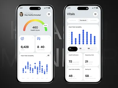 Health Monitor App app design branding dashboard design digital health fitness app health health app health monitor app healthcare healthtech medical app medtech mobile app mobile dashboard product product design tracker ui design wellness