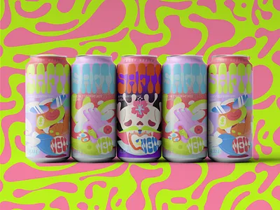 SAFTI Label Design with Pop Art Illustrations apple beverage brand branding can cute drink food illustration hibiskus illustration juice kawaii label layout mango mockup packaging