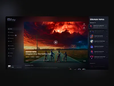 MiTV App Dashboard app darkmode dashboard design list menu player streaming tvapp ui ux video