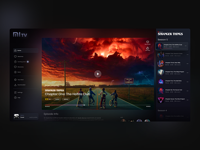 MiTV App Dashboard app darkmode dashboard design list menu player streaming tvapp ui ux video