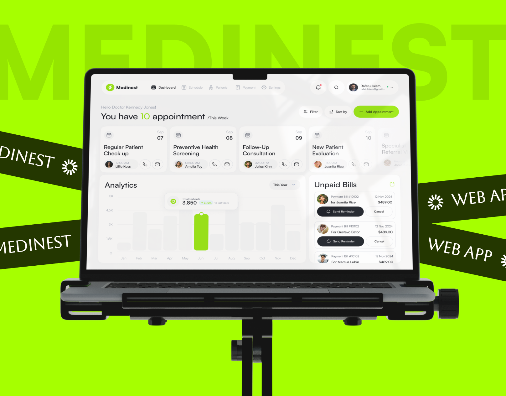 Patient Management SaaS Web App UI UX Design cleanui dashboarddesign datavisualization designinspiration doctorportal figmadesign healthcareapp interface medicalui medtech minimaldesign patientmanagement productdesign responsiveui saasdesign uiuxdesign userexperience uxdesign uxresearch webappdesign