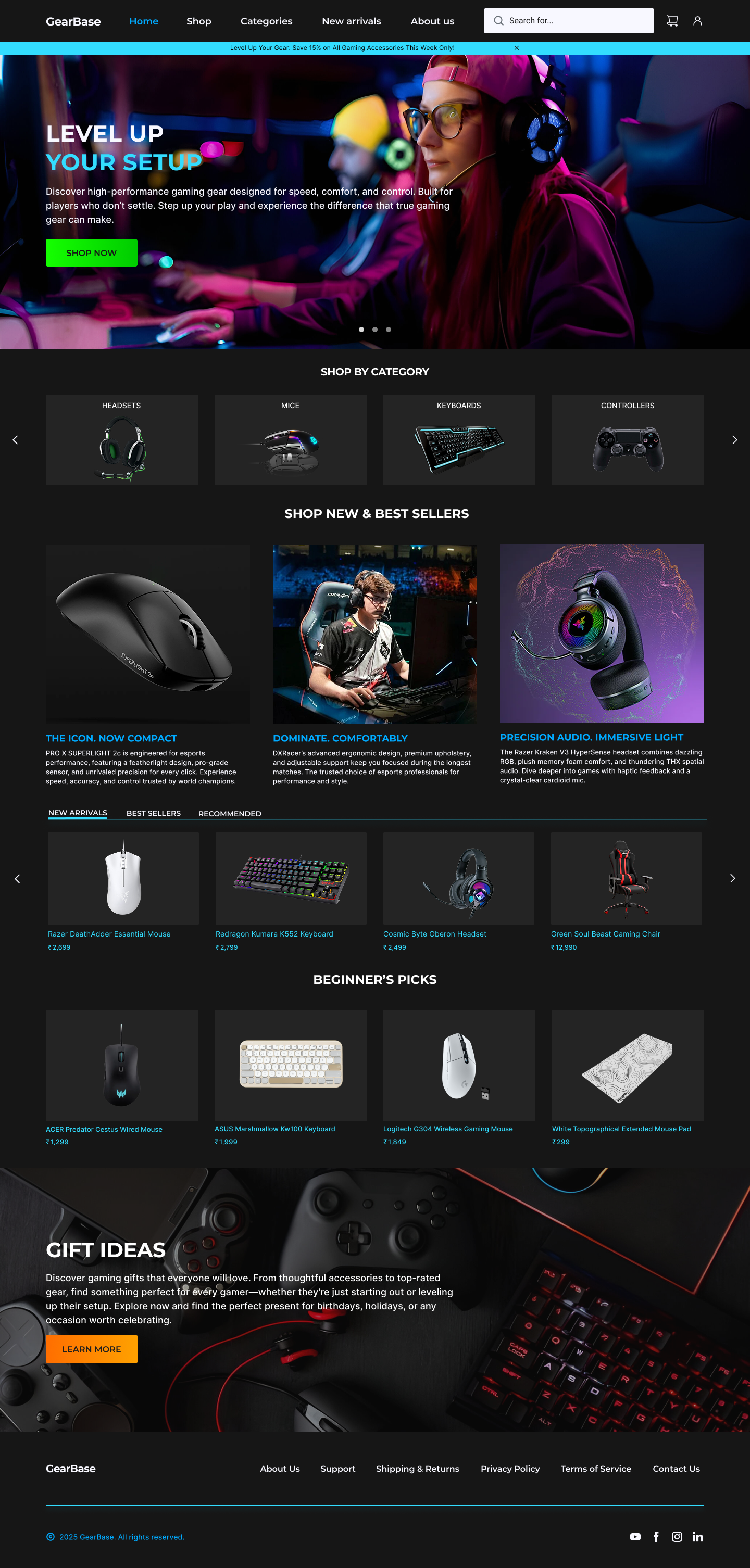 Gaming Store Homepage dark theme desktop ecommerce figma gaming gaming store homepage ui uidesign website