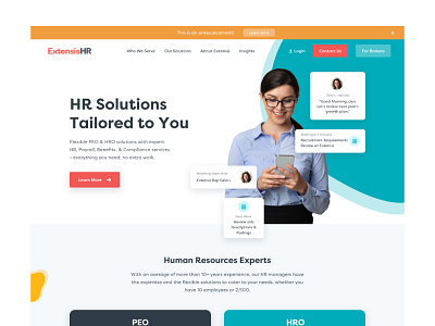 Extensis HR Landing Page design desktop graphic hr ui ux website